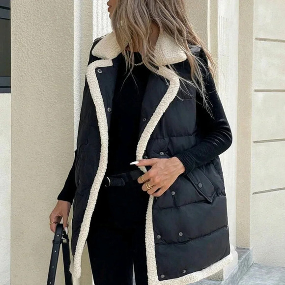 Women Color Block Front Button Placket Sleeveless Pockets Casual P - Picture 5 of 6